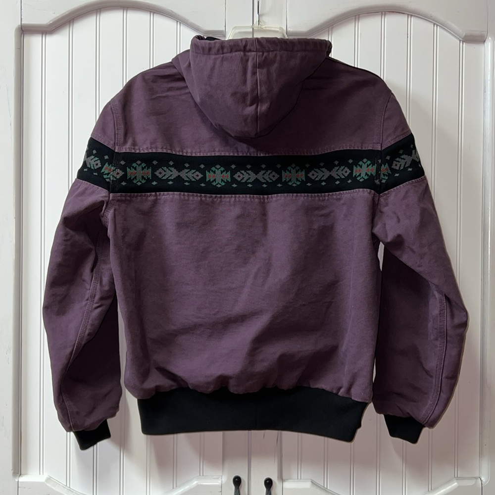 90s Carhartt Aztec Damson Plum Purple Canvas Jacket L Vintage Western - Picture 2 of 6